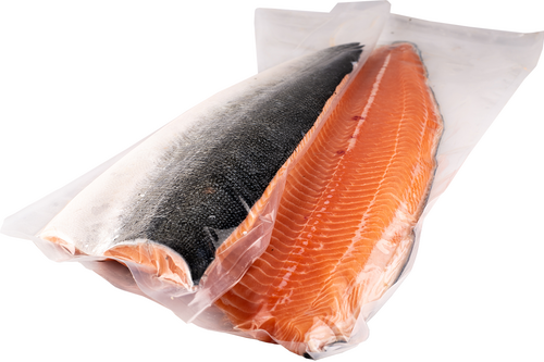 Salmon fillet with skin scales off from 4-5kg vac/