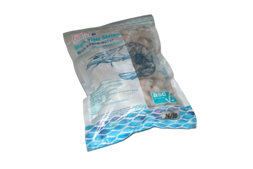 ASC Black Tiger prawns peeled 26/30 bag 1kg frozen