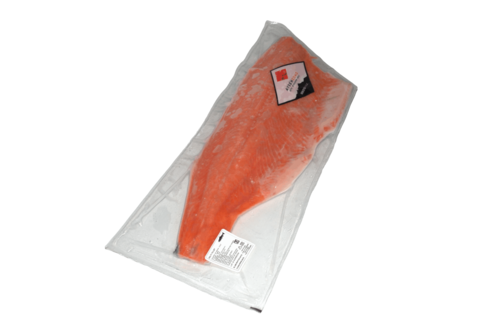 ASC Coho salmon fillet skin-on light salted vac 1-