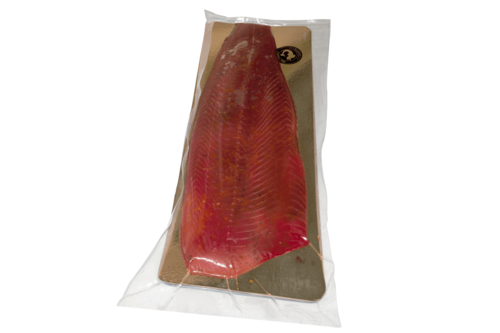 Marinated salmon, unsliced, beetroot/gin/orange